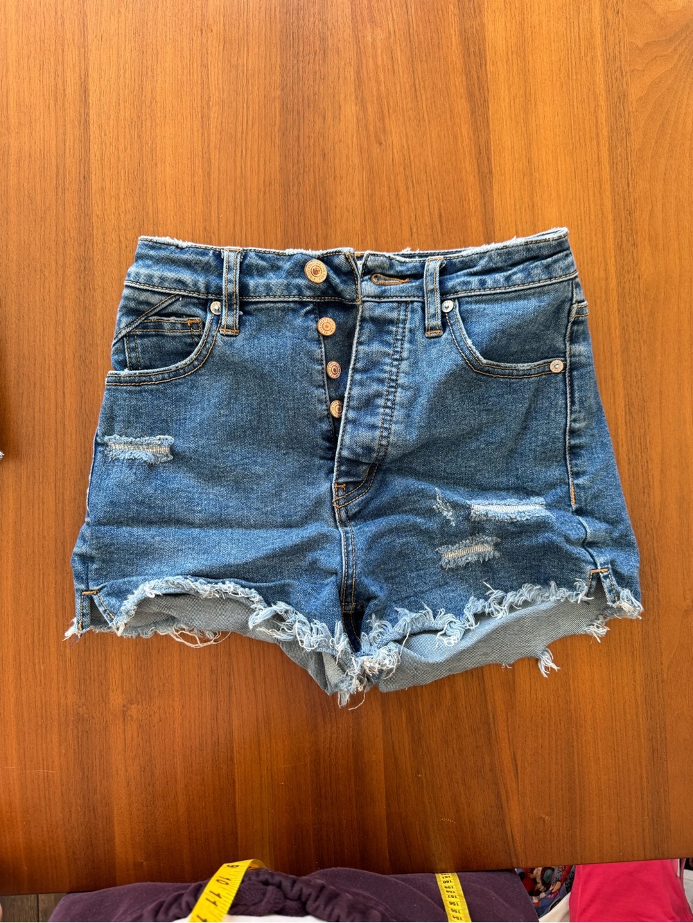 We The Free Distressed High-Rise Denim Shorts - Blue